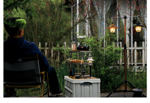 Modern Lightweight Outdoor <b>Camping</b> Solid Wood Portable <b>Foldable</b> <b>Table</b> with Storage Rack for Kitchen Use - Product Image 2