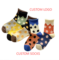 Chaussettes en coton personnalisées pour femmes, motif à pois mignon, anti-odeur, respirantes, de haute qualité, vente en gros