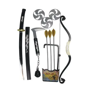 High quality Japanese ninja weapons plastic toys Samurai swords bow darts combination children's set for Halloween play props