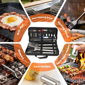 30pcs Stainless Steel <b>BBQ</b> Grill <b>Tools</b> Metal <b>Tool</b> Sets for Barbecue Barbecue Accessories - Product Image 5