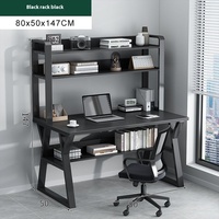 Bureau moderne simple avec étagère intégrée Bureau d'étude pour l'écriture à domicile Bureau d'ordinateur moderne Rangement de bureau en métal