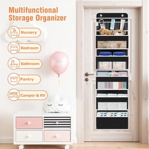 Organizador para colgar sobre la puerta con 6 estantes, almacenamiento colgante desmontable con 5 bolsillos grandes y 3 bolsillos de PVC para dormitorio, baño u oficina - Product Image 6