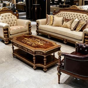 Sofá de Tela con Mechones Tallados a Mano EKAR <span class=keywords><strong>Charleston</strong></span> Estate con Detalles Dorados - Product Image 3