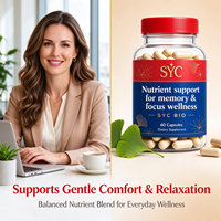SYC BIO Brain Memory Focus Ginkgo Biloba Capsules 60 Vegan Natural Dietary Supplement Adult Immune Sleep Support OEM Customized