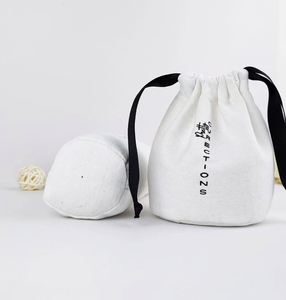 Pochette de rangement cosmétique en toile de coton blanche recyclable personnalisée, sac à cordon écologique avec logo pour l'utilisation de bougies - Product Image 5