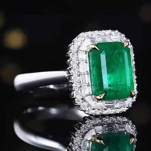 18K White Gold Rectangular Emerald <b>Ring</b> 5.15ct Natural Emerald 75 Pcs <b>Diamonds</b> Double Halo Women Jewelry Wedding Gemstone <b>Ring</b> - Product Image 3