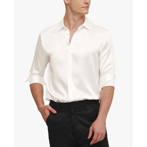 Camicia di seta di gelso 100% di lusso di alta qualità da uomo con logo personalizzato business top scialli di seta camicia di seta da uomo - Product Image 5