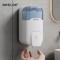 Distributeur de savon liquide en gel manuel mural en plastique écologique imperméable pour salle de bain, bouteilles réutilisables