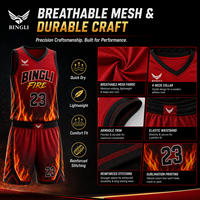 Uniforme de Baloncesto Personalizado Serie FIRE con Diseño Gráfico de Llamas, Sublimación Completa, para Clubes, Ligas y Equipos de Torneos