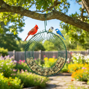Squirrel Puzzle <strong>Feeder</strong> Hanging Metal <strong>Peanut</strong> Ring Coil <strong>Bird</strong> <strong>Feeder</strong> Fat Suet Ball Whole <strong>Peanut</strong> Wreath <strong>Feeder</strong> for Outdoor Blue Jay - Product Image 4