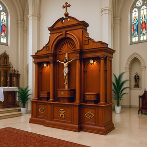 Altar de Madera Tradicional para Iglesia Católica Romana, Estilo Europeo Clásico, Diseños de Altares de Madera para Iglesia Cristiana - Product Image 3