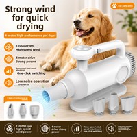 Sèche-cheveux professionnel pour chien, sèche-cheveux portable pour animaux de compagnie avec quatre moteurs, flux d'air puissant, vitesse variable, accessoires