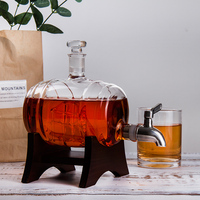 Offres Spéciales! Gros borosilicate baril de stockage du vin bouteille en verre whisky bouteille avec robinet tonneau de vin vin bouteille Logo personnalisé