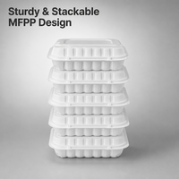 Contenants alimentaires jetables MFPP 9x9x3 pouces, 3 compartiments, 1200 ml, 40 oz, boîte bento carrée pour restaurant, à emporter, écologiques