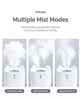 Humidificateur à double buse grande capacité, humidification silencieuse à faible niveau sonore (35 dB) avec conception anti-brûlure à sec