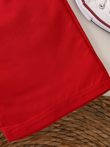 Conjunto de dos piezas de verano para niña, chaleco de manga, traje de punto de algodón de pierna ancha roja, trajes de verano con logotipo de <span class=keywords><strong>Animal</strong></span> - Product Image 6