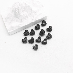 yunnique Heart Shaped Stainless Steel <b>Spacer</b> Beads For Bracelet Making 8mm Casting Jewelry Findings Components Black Color - Product Image 4