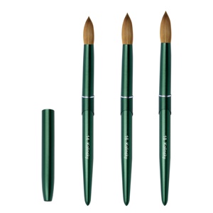 Yalixin Custom Logo Green Metal Handle 100% Sable Kolinsky <b>Round</b> Head Green Ferrule Acrylic Nail <b>Brush</b> for Acrylic Powder - Product Image 1