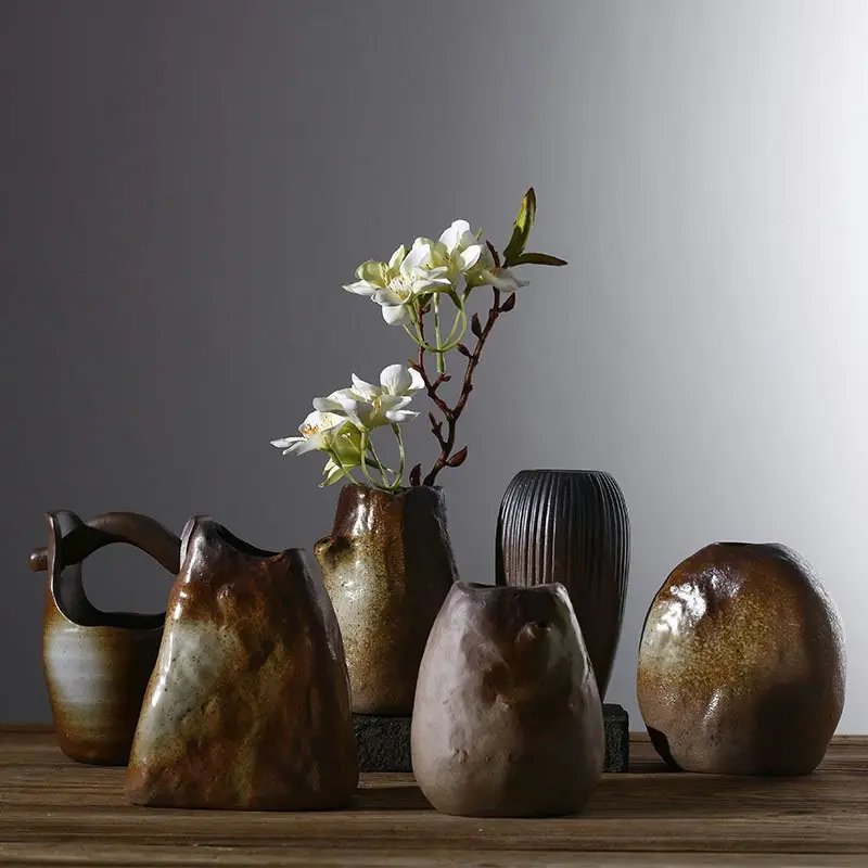 レトロな粗い陶器テーブルセラミック花瓶ホテルの装飾