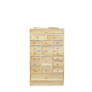 Armoire de rangement Antique en bois de pin, meuble avec de nombreux tiroirs, robuste