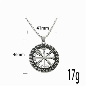 Collier pendentif Viking en acier inoxydable pour homme, design rond flocon de neige, style punk rétro 190225 - Product Image 4