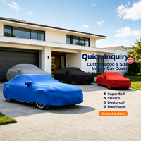 Housse de voiture extensible en spandex sur mesure avec logo, protection intégrale universelle anti-poussière et anti-UV pour exposition automobile en intérieur
