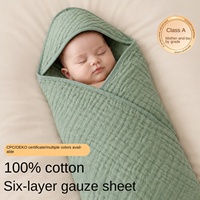 Handuk Mandi Bayi Berkerudung Katun Murni Warna Solid Enam Lapis Kain Kasa Bayi Baru Lahir 80cm Buatan Khusus untuk Perdagangan Luar Negeri Penggunaan Kamar Mandi