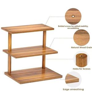 Wooden Multi Tier Shelf 3 Layers Rectangle Standing Type <b>Storage</b> <b>Trays</b> For Desktop Organization - Product Image 1