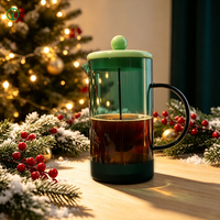 Set Perlengkapan Minuman Natal dari Kaca dengan Gelas, Tumbler & Mug, French Press untuk Pesta Liburan, Vas Kaca, Tempat Dupa, Dekorasi Rumah