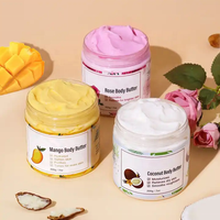 Marque privée OEM Vente en gros 100% beurre corporel naturel biologique, noix de coco, mangue, rose, non gras exfoliant