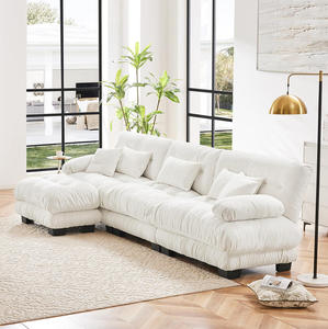 Ensemble de canapés modulaires de luxe, canapé carré surdimensionné en tissu avec siège profond et ottoman convertible pour salon d'appartement - Product Image 3