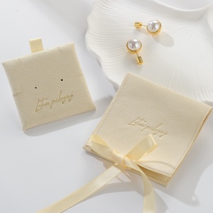 Custom Suede Earrings Microfiber Packaging Bag Jewelry Microfiber Wedding <b>Gift</b> Pouches With Tie - Product Image 4