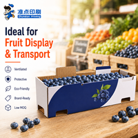 Boîte en carton ondulé personnalisée avec impression de logo, respirante, recyclable, multi-tailles, rigide, pour la présentation de fruits en vente au détail