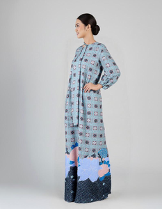 Kilang OEM Jahit Pukal Borong Kebaya Riau Tie Dye Cotton Wrinkled Casual Breathable Private Label Production Muslimah Modest Set - Product Image 3