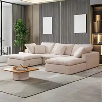 Canapé modulaire carré moderne avec éponge haute densité et tissu écologique blanc pour salon, villa, parc, mobilier modulaire
