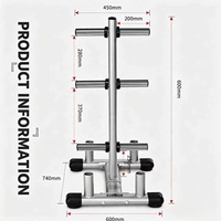 PINJIAN Support de rangement pliable moderne en métal pour disques de poids avec roulettes pour salle de sport à domicile
