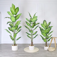 Oh Arts Artificielle Tropique Evergreen Dieffenbachia Feuillage Plante de Bureau 160 cm de Haut en Pot pour Extérieur Intérieur Hôtel Décoration