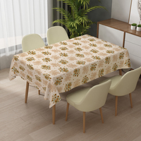 Nappe en vinyle robuste RNPT pour pique-nique extérieur, toile cirée beige à motifs floraux, rectangulaire, inodore, pour dîner en famille