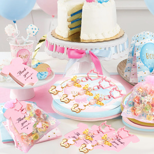 DAMAI Crown Zinc Alloy Baby Feet Heart Keychain Baby Shower Favors Set with Thank You Tag Organza <b>Bags</b> Gender Reveal Gift - Product Image 6