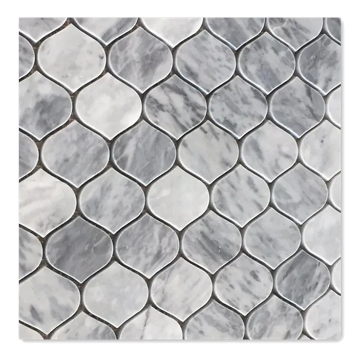 New Peach Shaped Mosaic Marble Tile, Italy Grey marble mosaic interior mosaic background on sale