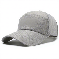 Casquette de baseball unisexe bleu marine à 6 panneaux avec dos en maille blanche, respirante et décontractée pour l'été