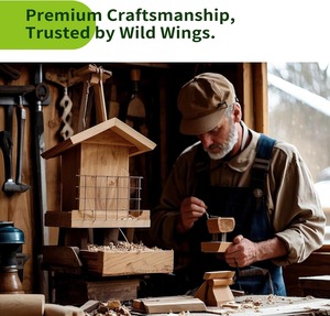 Comedero de Madera Artesanal para Pájaros con Ventanas Transparentes, Jaula Doble de Madera para Exteriores, Gran Capacidad - Product Image 2