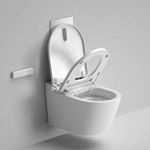 WC intelligent avec bidet intégré, siège chauffant, télécommande, drainage en S, design moderne, cuvette allongée murale pour usage domestique et hôtelier - Product Image 3