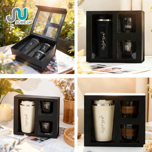 Set de Regalo de Termo con Caligrafía Árabe, <span class=keywords><strong>Taza</strong></span> de Viaje de Acero Inoxidable con 2 Vasos de Vidrio, Antiderrames para Bebidas Frías/Calientes, Regalo Perfecto - Product Image 6