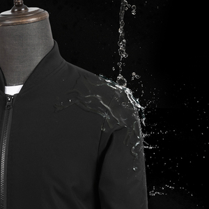 Waterproof Wear-resistant Plain Dyed Autumn 100% Polyester Windproof Zipper <b>Men's</b> Unisex Stand Collar Bomber <b>Jacket</b> - Product Image 2