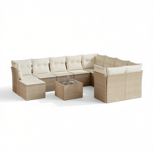 Set Divano da Giardino in Rattan Beige 6 Posti, Arredamento da Esterno Resistente alle Intemperie, Design Contemporaneo con Struttura in Vimini - Product Image 1