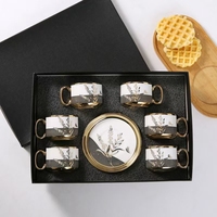 Nouvel ensemble de table basse en céramique de style européen, luxe moderne, ensemble promotionnel de 6 tasses et soucoupes