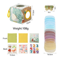 Jouet Boîte à Mouchoirs Bébé Thème Forêt, Cube Sensoriel Doux à Tirer avec Foulard, Miroir, Papillon et Carte en Tissu, Coffret Cadeau CE EN71 CPSIA
