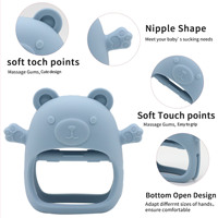 Anneau de dentition pour bébé en silicone en forme d'ours, anti-morsure, à porter au poignet pour que bébé puisse mâcher et apaiser sa douleur.