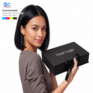 Luxury Rigid <b>Grey</b> Board Magnetic Folding <b>Wig</b> Box with Four-Color Printing Custom Logo Recycled Materials OEM Packaging - Product Image 1